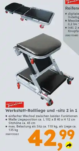 Globus Baumarkt TrendLine Werkstatt-Rollliege und -sitz 2 in 1 Angebot