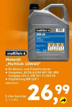 Globus Baumarkt multilub Motoröl ,,Multilub 10W40" Angebot
