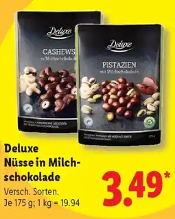 Lidl Deluxe Nüsse in Milch- schokolade Angebot