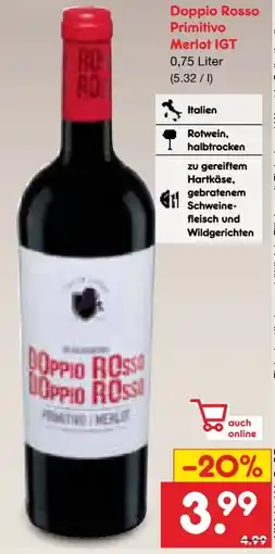 Netto Marken-Discount Doppio Rosso Primitivo Merlot Angebot