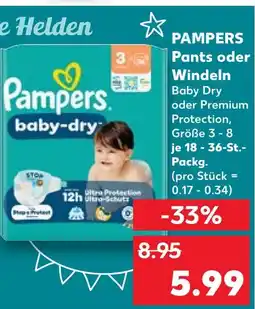 Kaufland Pampers pants oder windeln baby dry oder premium protection Angebot