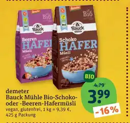 tegut Demeter bauck mühle bio-schoko- oder -beeren-hafermüsli Angebot