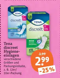 tegut Tena discreet hygiene-einlagen Angebot