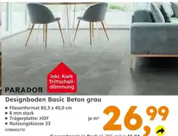 Globus Baumarkt Parador designboden basic beton grau Angebot