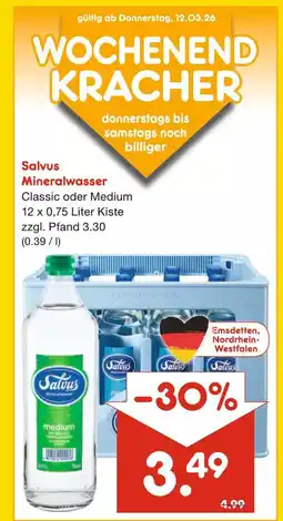 Netto Marken-Discount Salvus mineralwasser classic oder medium Angebot