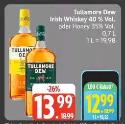 Edeka Tullamore Dew Irish Whiskey 40% Vol. oder Honey 35% Vol Angebot