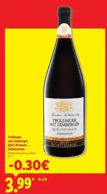 Lidl Trollinger mit Lemberger QbA, Rotwein, halbtrocken Angebot