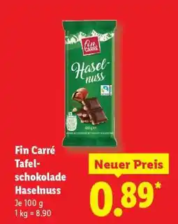 Lidl Fin Carré Tafelschokolade Haselnuss Angebot