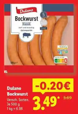 Lidl Dulano Bockwurst Angebot