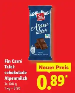 Lidl Fin Carré Tafelschokolade Alpenmilch Angebot