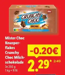 Lidl Mister Choc Knusperflakes Crunchy Choc Milchschokolade Angebot