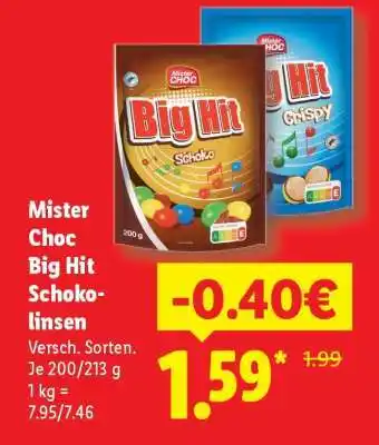 Lidl Mister Choc Big Hit Schokolinsen Angebot