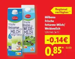 Lidl Milbona Frische fettarme Milch/Weidemilch Angebot