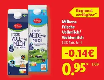 Lidl Milbona Frische Vollmilch/Weidemilch Angebot