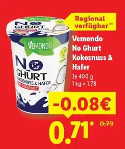 Lidl Vemondo No Ghurt Kokosnuss & Hafer Angebot