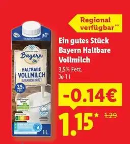 Lidl Ein gutes Stück Bayern Haltbare Vollmilch Angebot