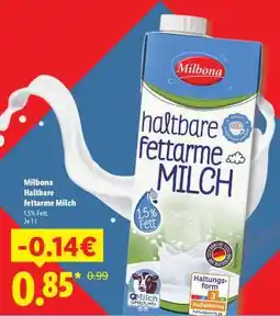 Lidl Milbona Haltbare fettarme Milch Angebot