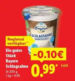 Lidl Ein gutes Stück Bayern Schlagsahne Angebot