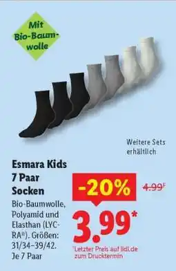 Lidl Esmara Kids 7 Paar Socken Angebot