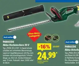 Lidl PARKSIDE Akku-Heckenschere 20 V Angebot