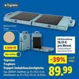 Lidl Tognana Tragbare Doppel-Induktionskochplatte Angebot