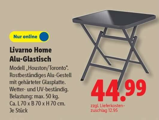 LIVARNO home Alu-Glastisch Angebot bei Lidl