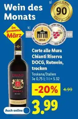 Lidl Corte alle Mura Chianti Riserva DOCG, Rotwein, trocken Angebot