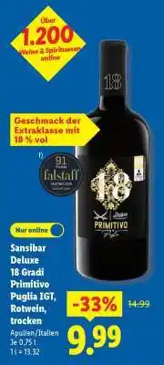 Lidl Sansibar Deluxe 18 Gradi Primitivo Puglia IGT, Rotwein, trocken Angebot