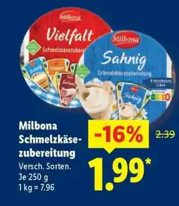 Lidl Milbona Schmelzkäsezubereitung Angebot