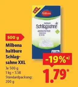 Lidl Milbona Haltbare Schlagsahne XXL Angebot