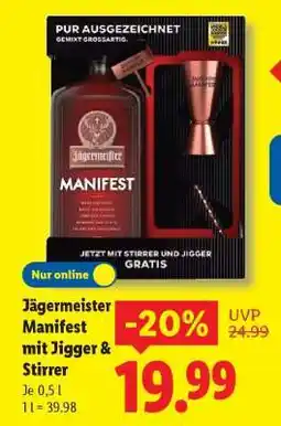 Lidl Jägermeister Manifest mit Jigger & Stirrer Angebot