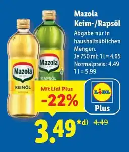 Lidl Mazola Keim-/Rapsöl Angebot