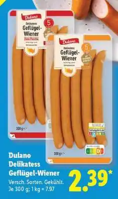 Lidl Dulano Delikatess Geflügel-Wiener Angebot