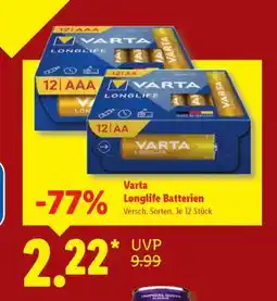 Lidl Varta Longlife Batterien Angebot