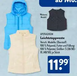 Aldi Süd UP2FASHION Leichtsteppweste Angebot