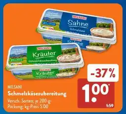Aldi Süd MILSANI Schmelzkäsezubereitung Angebot