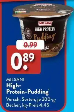 Aldi Süd MILSANI High-Protein Pudding Angebot