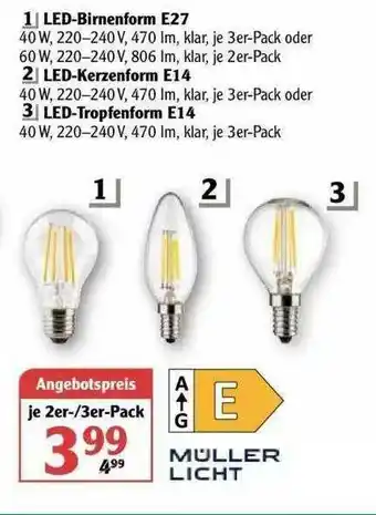 Globus Led-birnenform E27, Led-kerzenform E14 Oder Led-tropfenform E14 Angebot