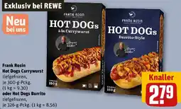 REWE Frank Rosin Hot Dogs Currywurst oder Hot Dogs Burrito Angebot