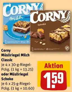 REWE Corny Müsliriegel Milch Classic oder Müsliriegel Schoko Angebot