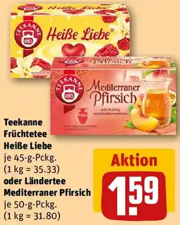 REWE Teekanne Früchtetee Heiße Liebe oder Ländertee Mediterraner Pfirsich Angebot