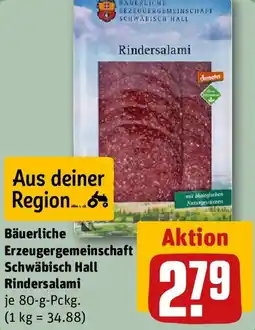 REWE Bäuerliche Erzeugergemeinschaft Schwäbisch Hall Rindersalami Angebot