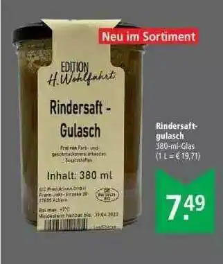 Marktkauf Edition H Wohlfahrt Rindersaftgulasch Angebot