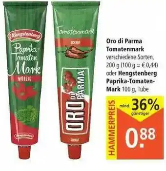 Marktkauf Oro Di Parma Tomatenmark Oder Hengstenberg Paprika-tomaten-mark Angebot