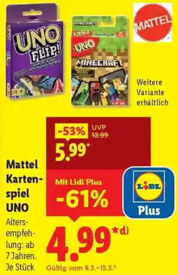 Lidl Mattel Kartenspiel UNO Angebot