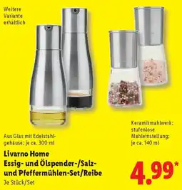 Lidl Livarno Home Essig- und Ölspender-/Salz- und Pfeffermühlen-Set/Reibe Angebot