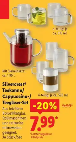 Lidl Silvercrest Teekanne/ Cappuccino-/ Teeglaser-Set Angebot