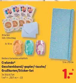 Lidl Crelando Geschenkband/-papier/-tasche/ Grußkarten/Sticker-Set Angebot