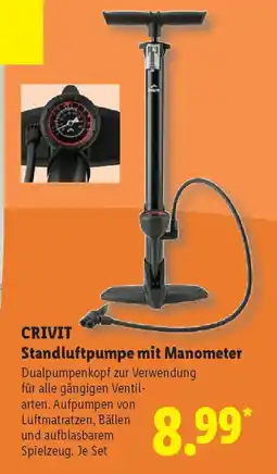 Lidl CRIVIT Standluftpumpe mit Manometer Angebot