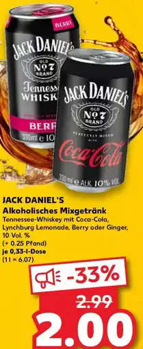 Kaufland JACK DANIEL'S Alkoholisches Mixgetränk Angebot